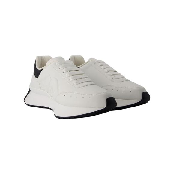 Sprint Runner Sneakers - Alexander McQueen - Leather - White/Black - Picture 2 of 4